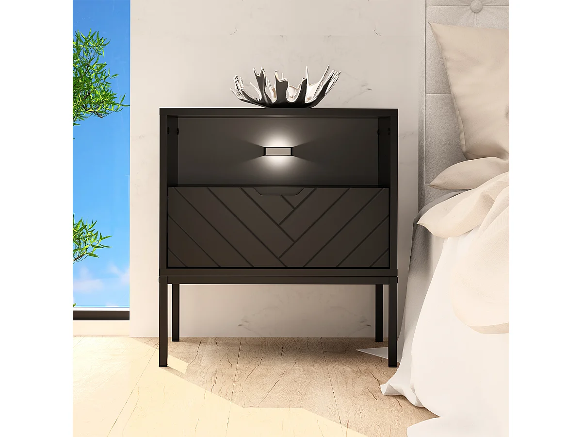 Chevet 1 tiroir Daria Noir