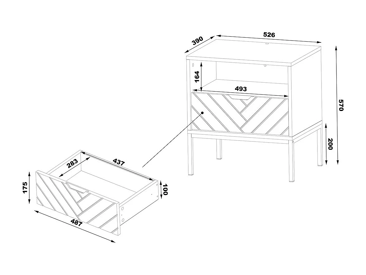 Chevet 1 tiroir Daria Cachemire