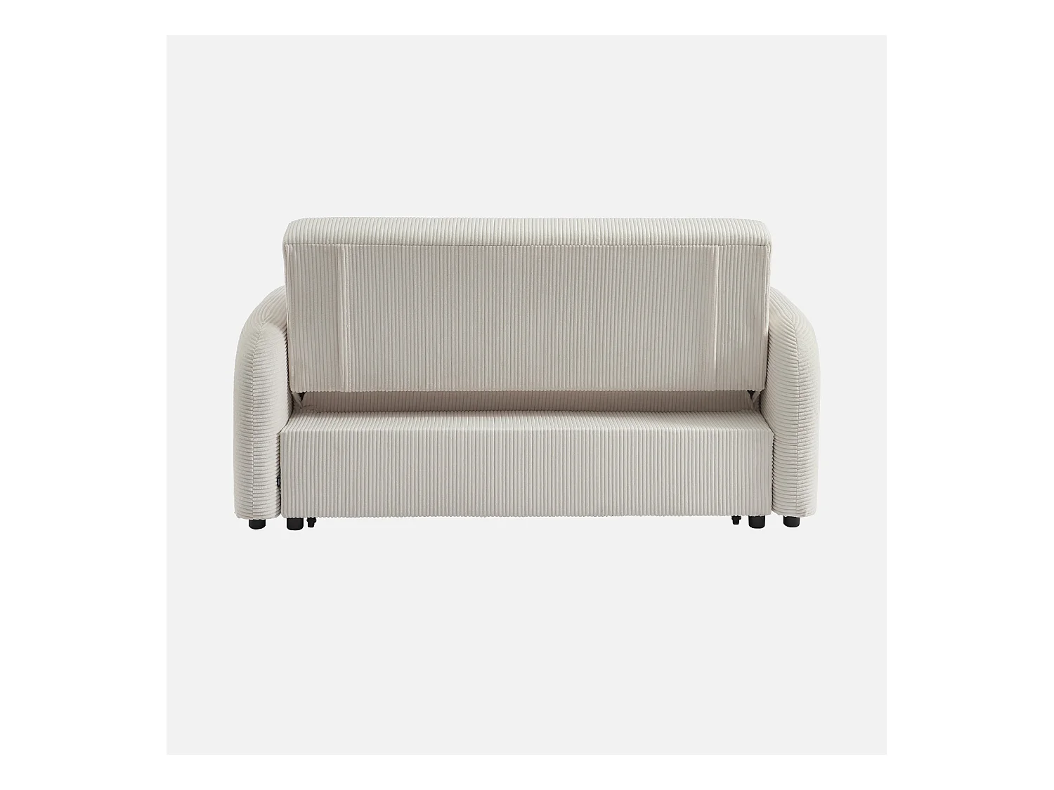 Sofá cama redondeado de pana fina, 2 plazas blanco