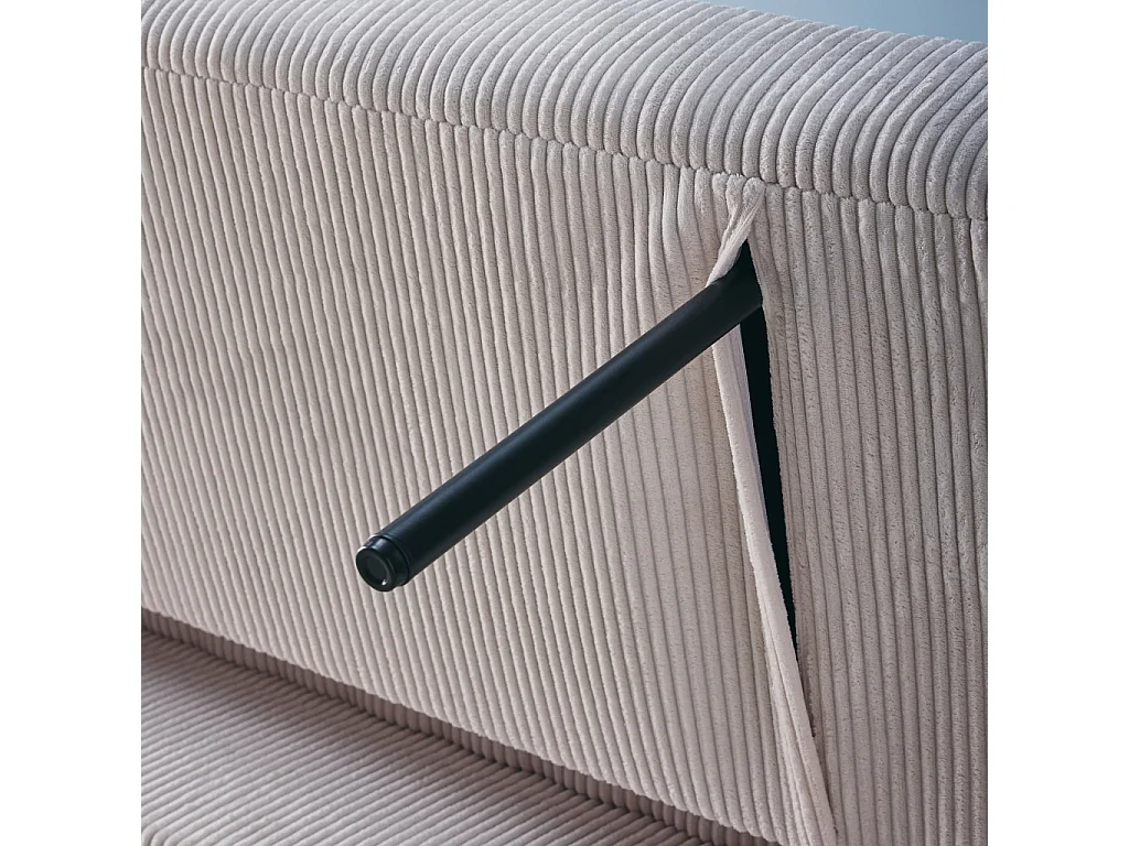 Sofá cama redondeado de pana fina, 2 plazas blanco