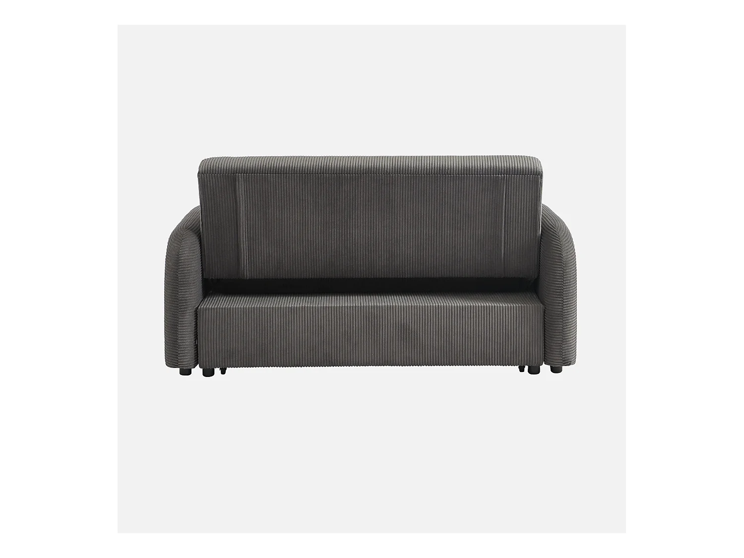 Sofá cama redondeado de pana fina, 2 plazas gris oscuro