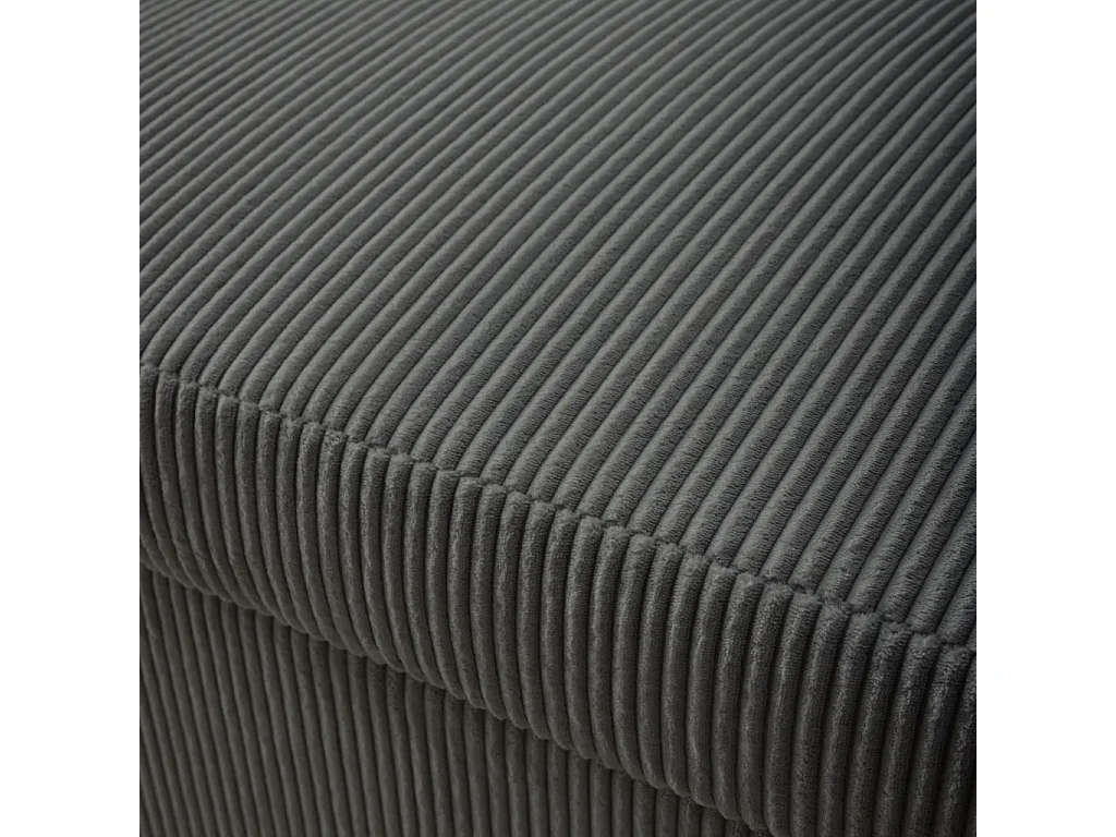 Sofá cama redondeado de pana fina, 2 plazas gris oscuro