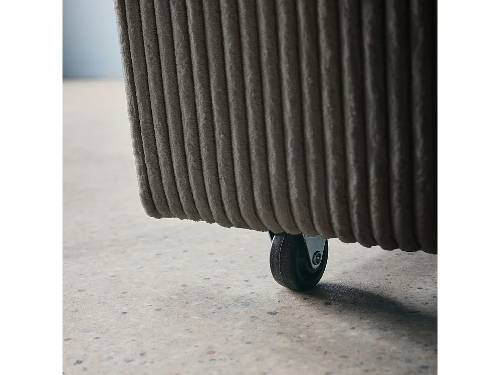 Sofá cama redondeado de pana fina, 2 plazas gris oscuro