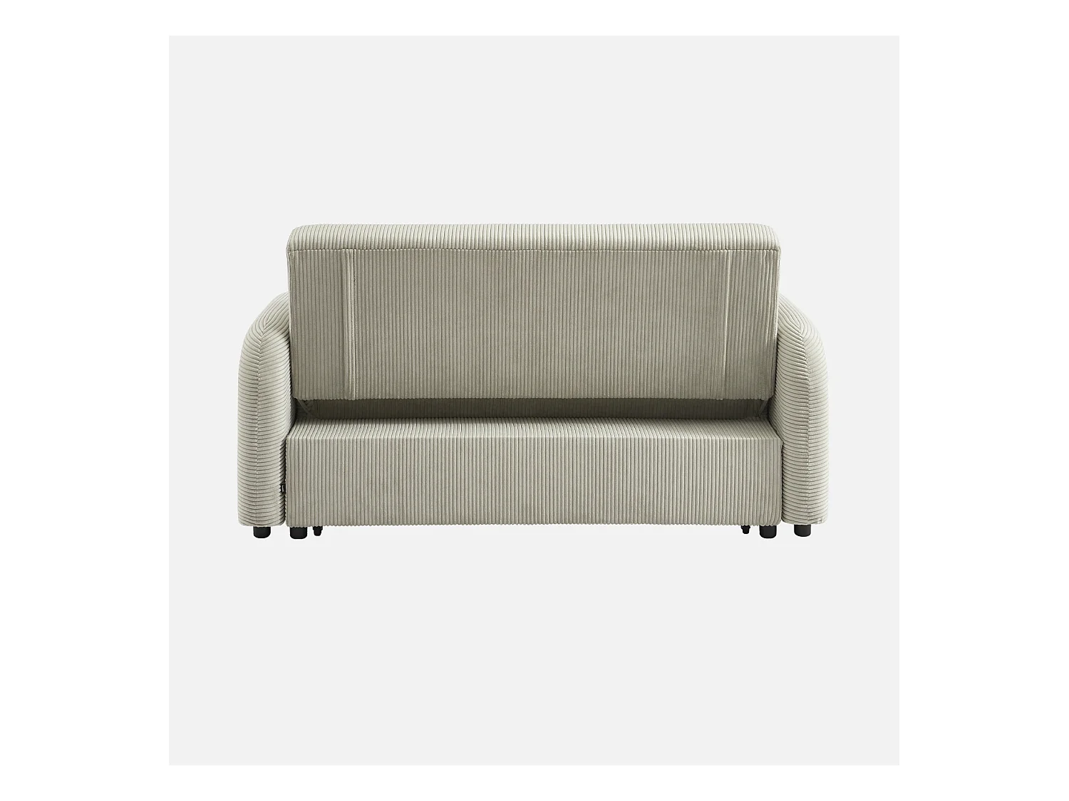 Sofá cama redondeado de pana fina, 2 plazas gris claro