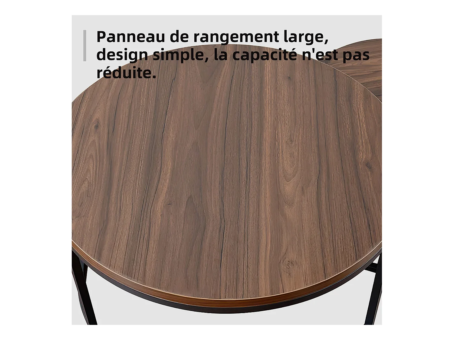 Table basse ronde Tables basses Table de salon ronde Coffee Table 2 pièces Tables d'appoint Tables gigognes Bois Métal Moderne,noyer brun