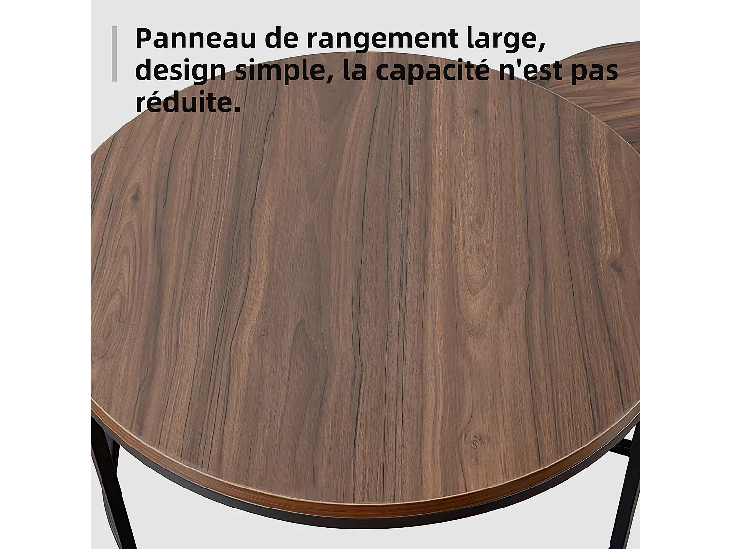 Table basse ronde Tables basses Table de salon ronde Coffee Table 2 pièces Tables d'appoint Tables gigognes Bois Métal Moderne,noyer brun
