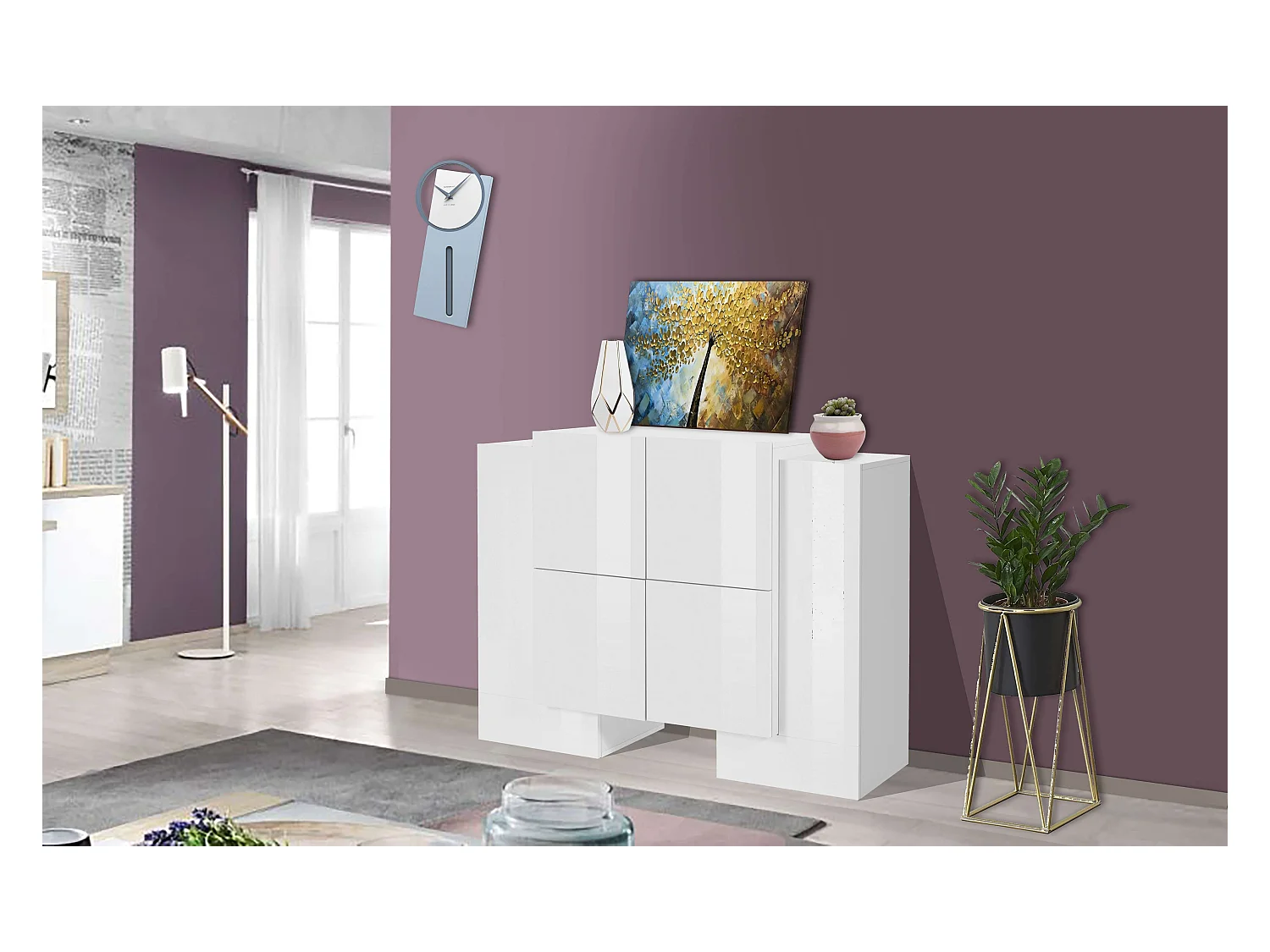 Aparador 6 puertas diseño moderno salón 130 cm Pillon Vaux