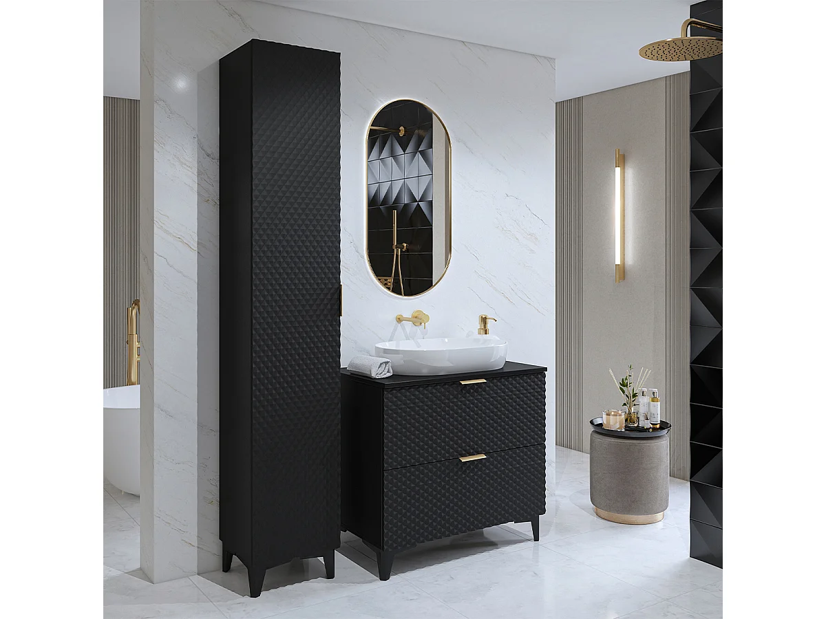 Colonna del bagno 1 anta Cléa nero