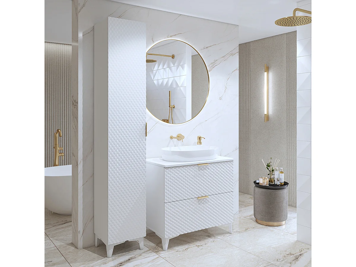 1-türige Säule auf Füßen Cléa Weiß