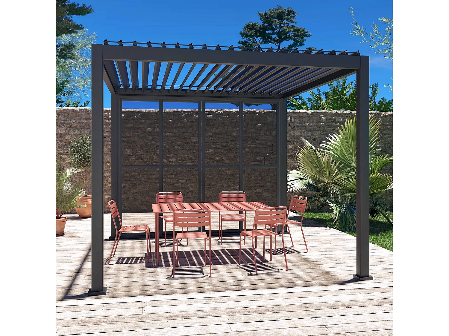 Puerta corredera para pérgola de 3m  antracita