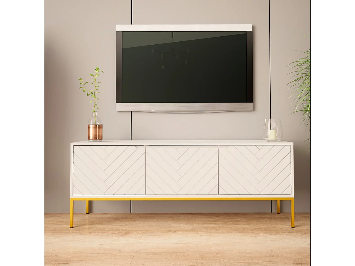 Daria 3-dørs tv-bord, 151 cm, hvid