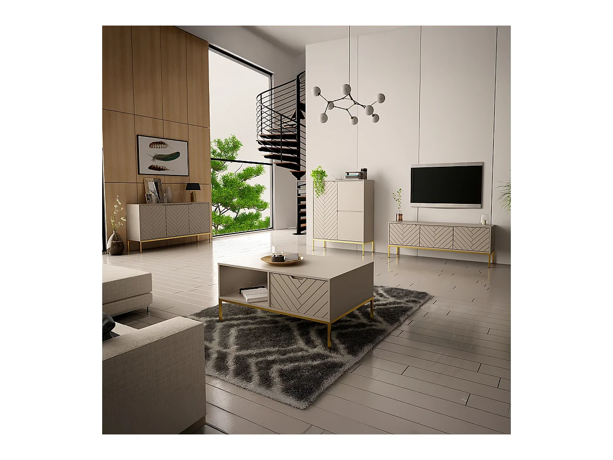 Meuble TV 3 portes 151 cm Daria Cachemire