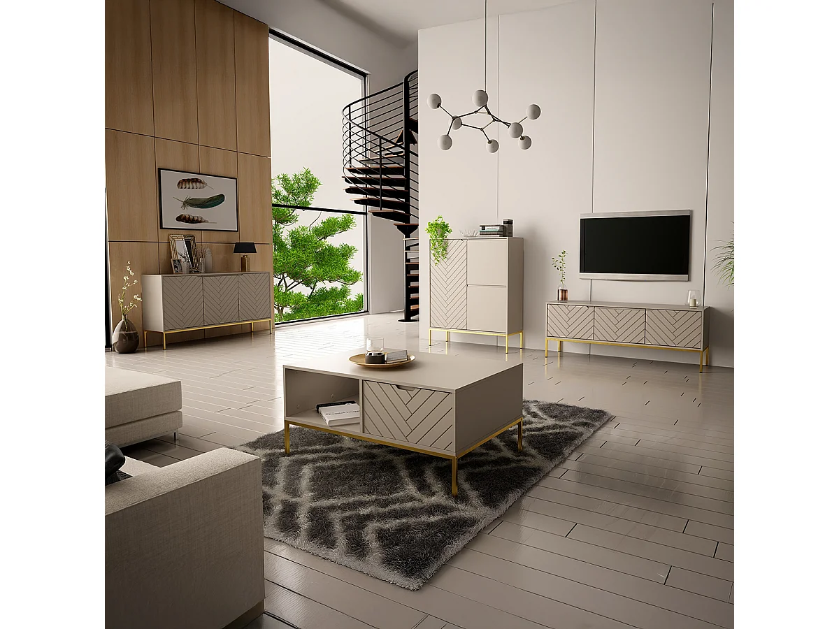 Meuble TV 3 portes 151 cm Daria Cachemire