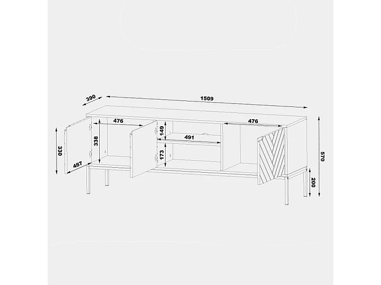 Meuble TV 3 portes 151 cm Daria Cachemire
