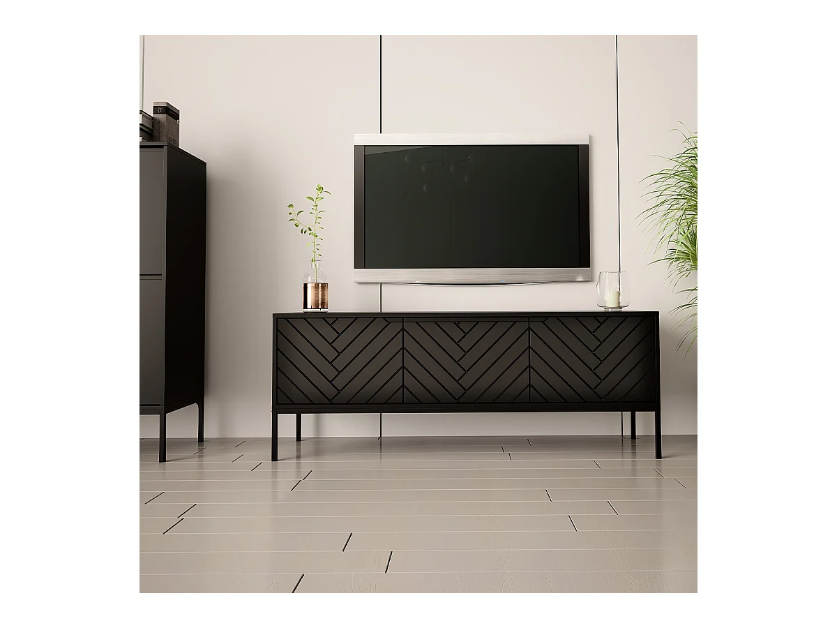 Meuble TV 3 portes 151 cm Daria Noir