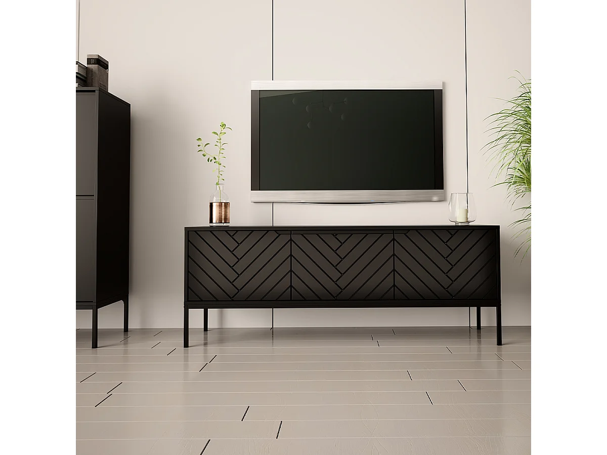Meuble TV 3 portes 151 cm Daria Noir