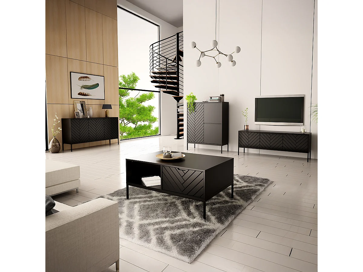 Meuble TV 3 portes 151 cm Daria Noir