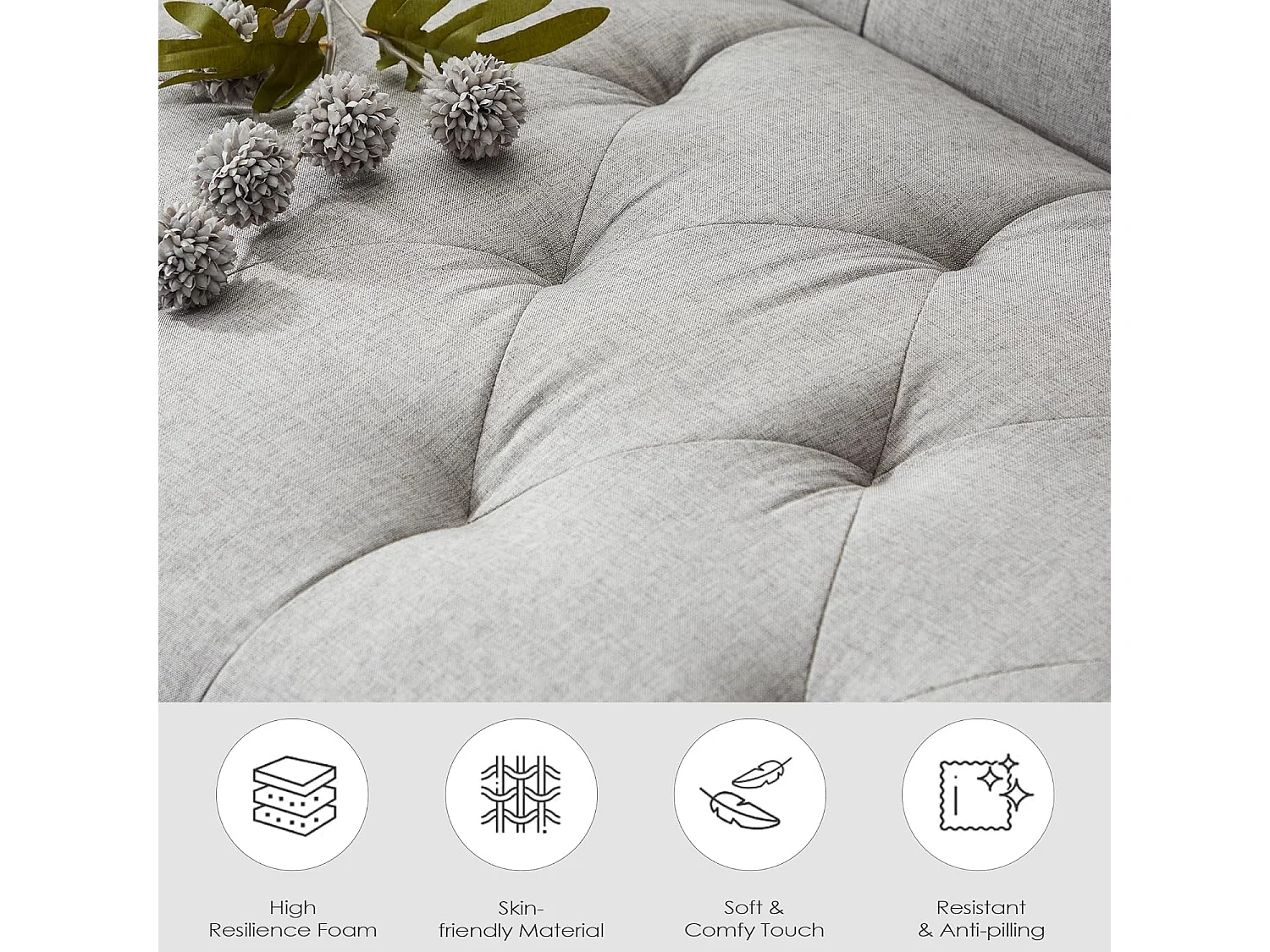 Fauteuil de Salon Style Mid-century Canapé 1 Place avec Coussins Confortable Fauteuil Relax pour Salon Cadre en Bois Fauteuil (Gris clair)