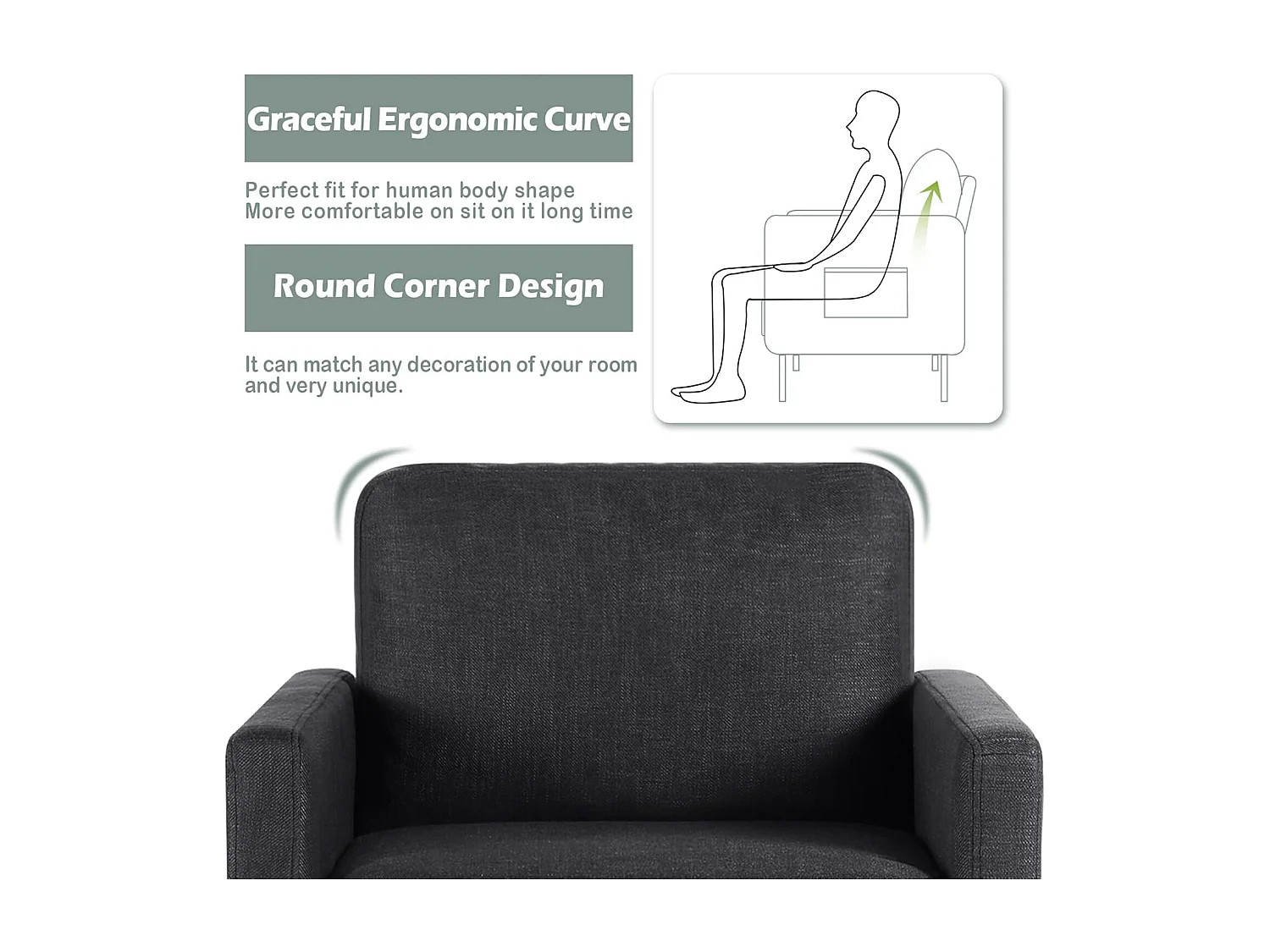 Fauteuil de Salon Fauteuil Relax avec Coussins Canapé 1 Place Confortable  Canapés pour Salon Cadre en Bois Fauteuil Style Simple Gris foncé