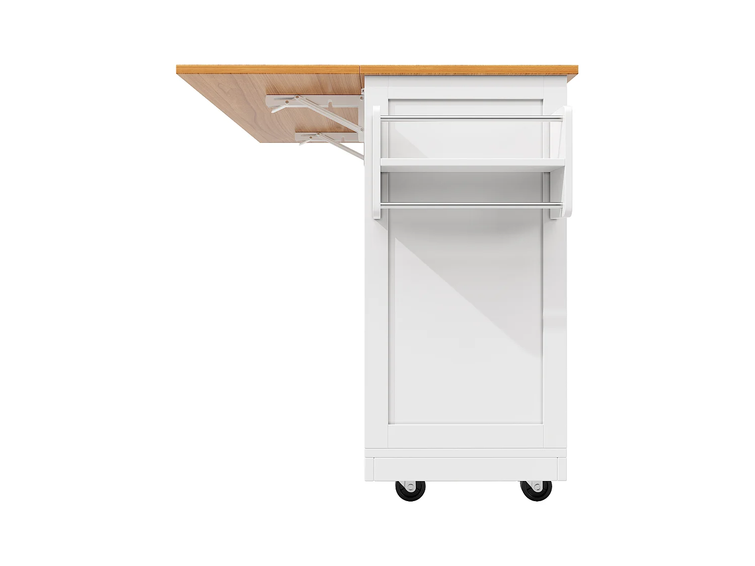 Ilot central de cuisine mobile 140x70x93.5cm - 2 tiroirs et 4 portes - plateau extensible - étagères ajustables - blanc