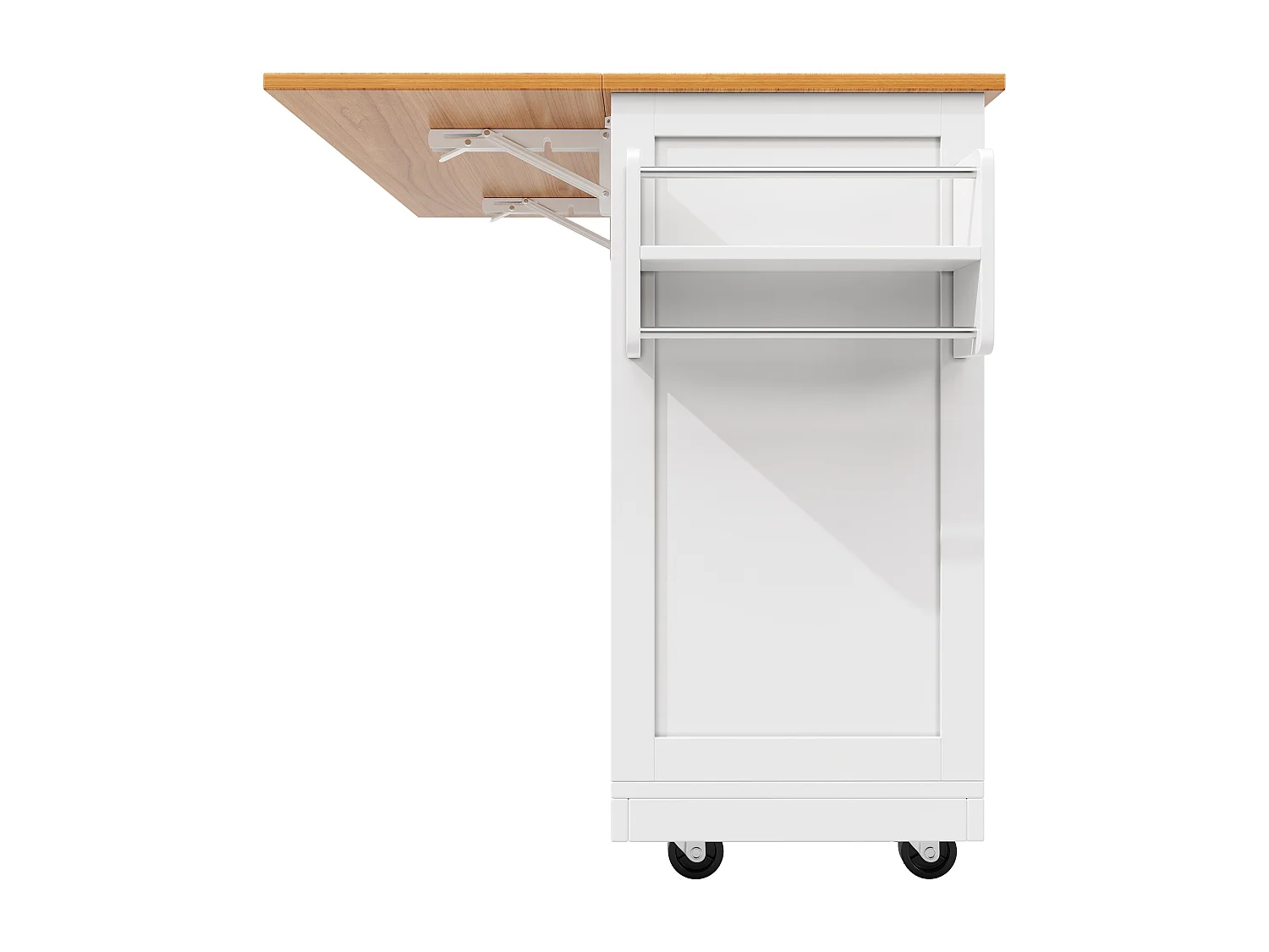 Ilot central de cuisine mobile 140x70x93.5cm - 2 tiroirs et 4 portes - plateau extensible - étagères ajustables - blanc