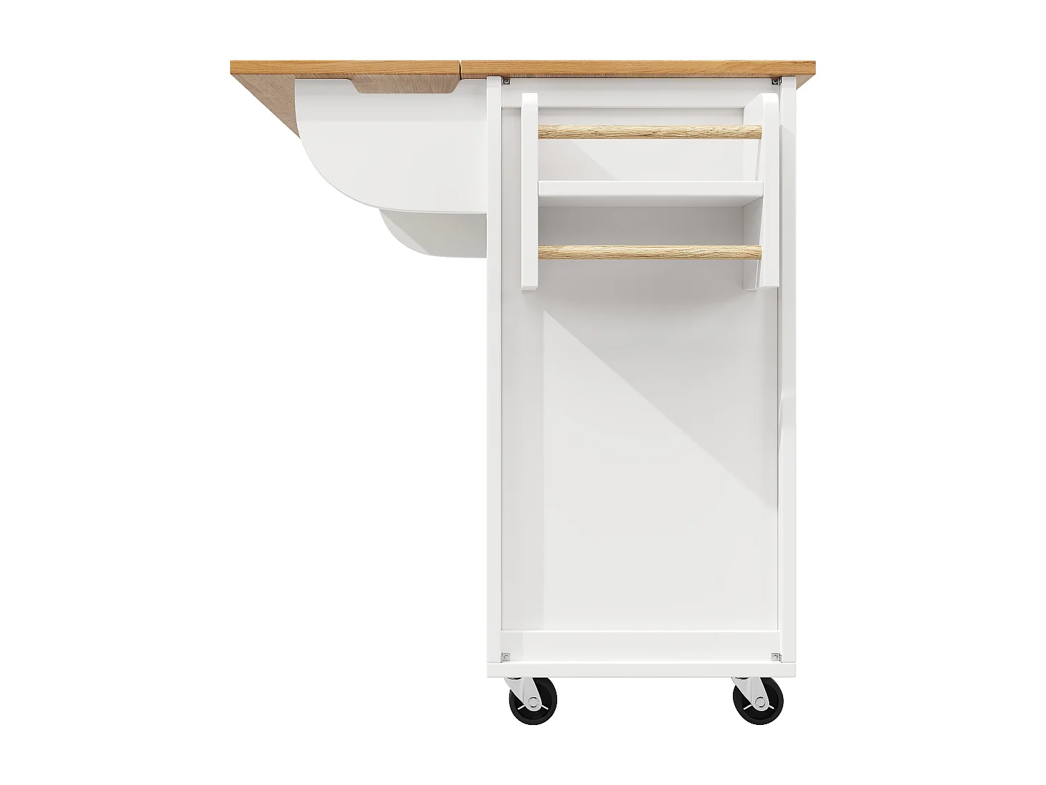Ilot central de cuisine mobile 137.9x73x92.5cm - 2 tiroirs et 2 portes - plateau extensible - blanc