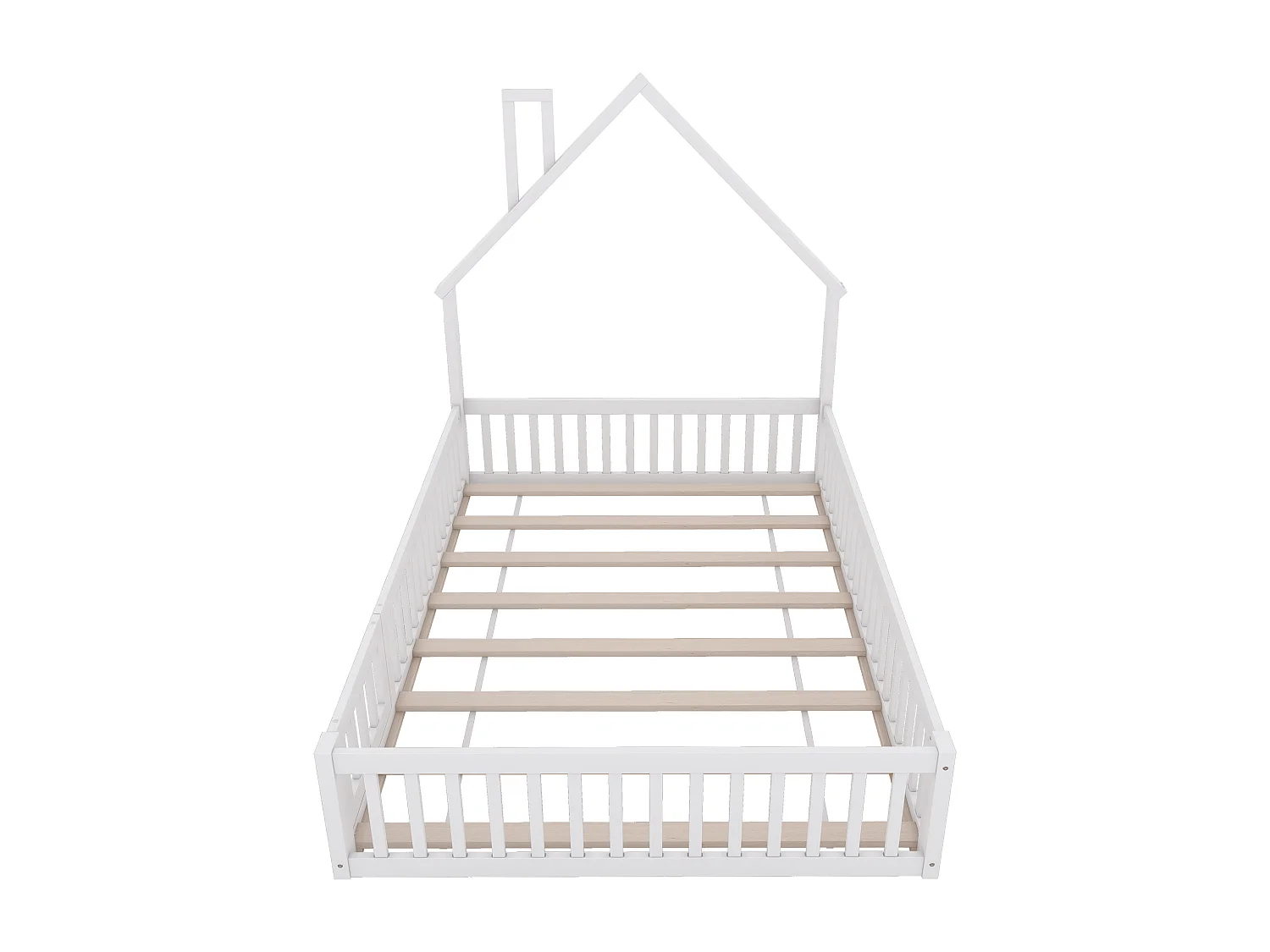 Letto a casetta bambino 140×190 cm - Letto con rete a doghe - Legno massello - Bianco (senza materasso)