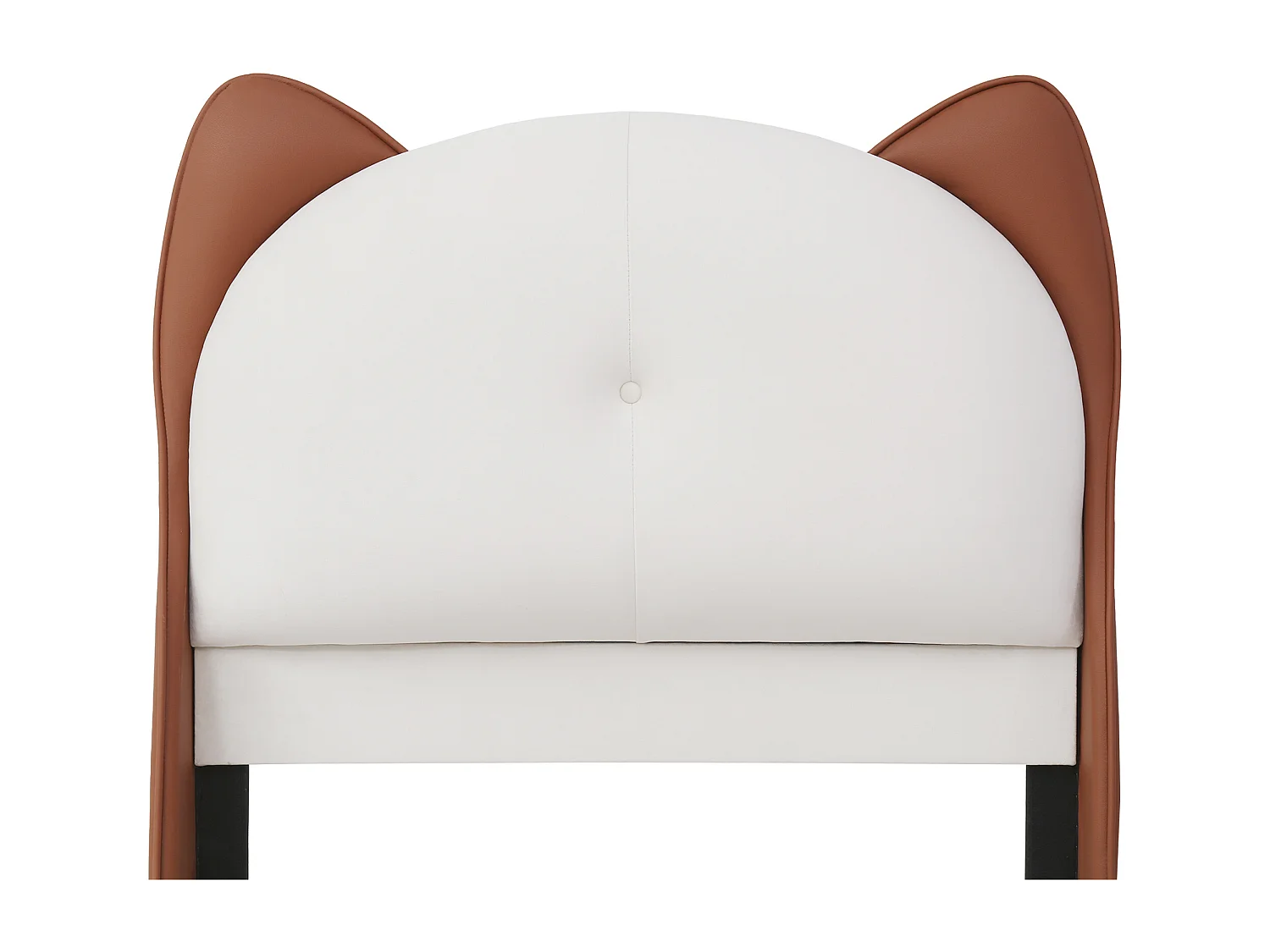 Lit enfant rembourré 90x200 cm - tête de lit en forme d'oreilles de chat - avec LED - avec sommier à lattes - PU - Beige + Marron