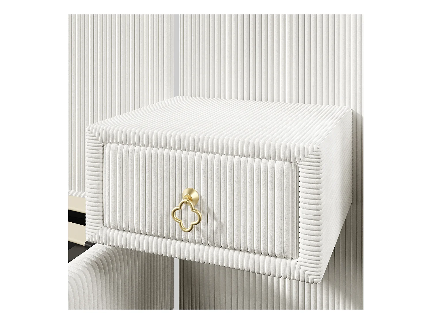 Lit coffre rembourré 180x200cm - avec bande lumineuse LED - avec 2 tiroirs - USB+TYPE-C - velours - beige (matelas non inclus)