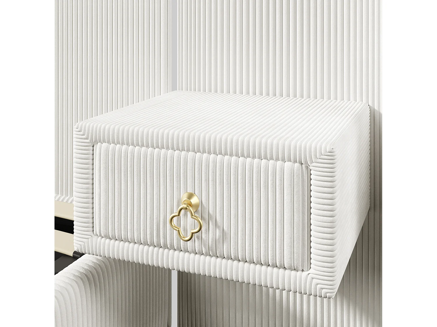 Cama con arcón acolchado 180x200cm - con tira luminosa LED - con 2 cajones - USB+TYPE-C - terciopelo - Beige (colchón no incluido)