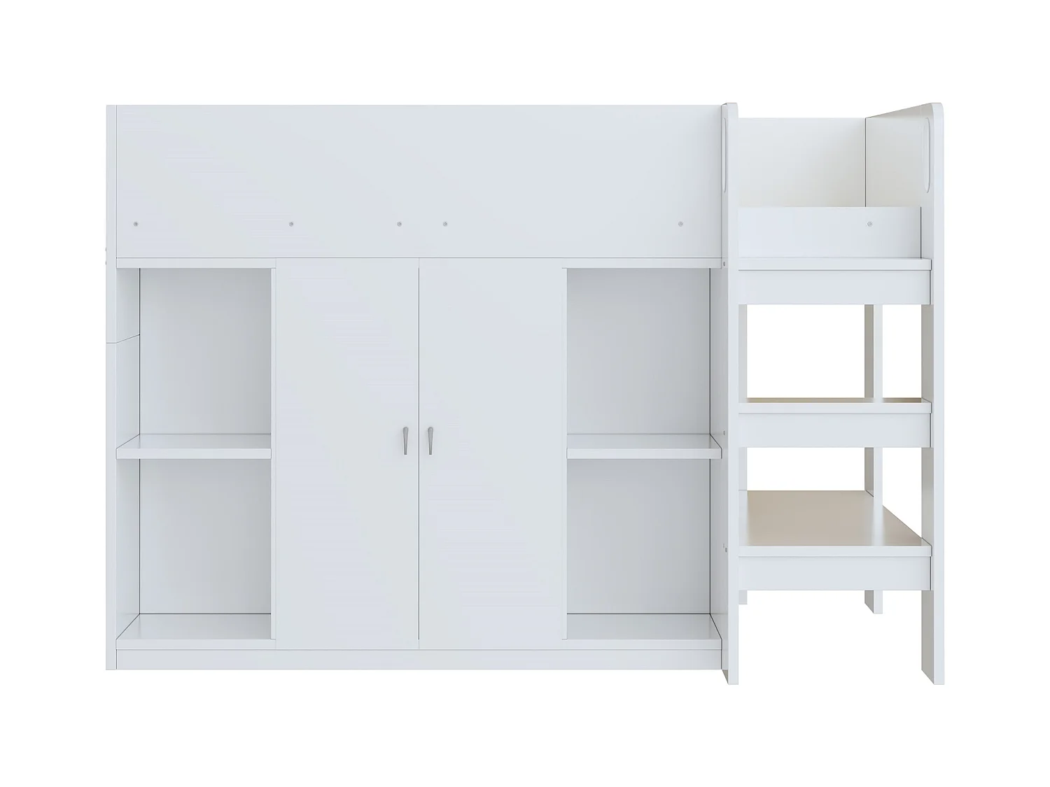 Cama infantil 90x200 cm - com armário + prateleiras - com escada - branco (sem colchão)