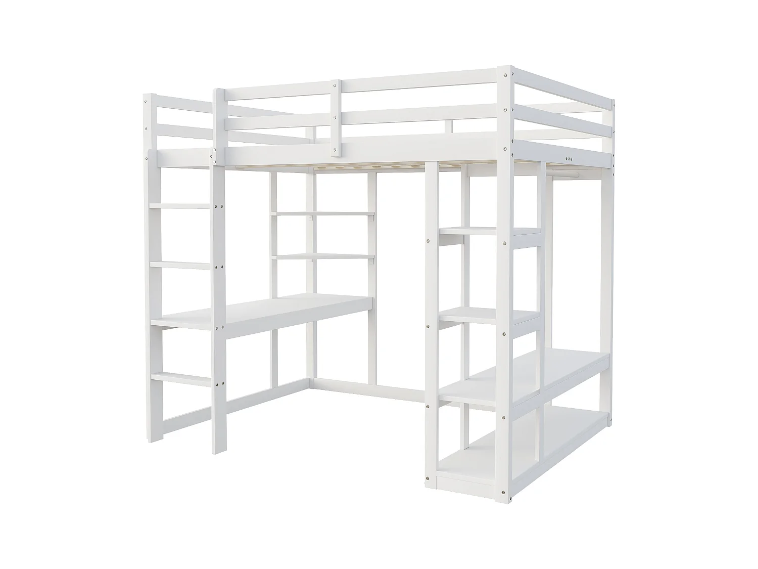 Lit mezzanine enfant 140x200cm - avec échelle - avec table - avec cintre simple - blanc (sans matelas)