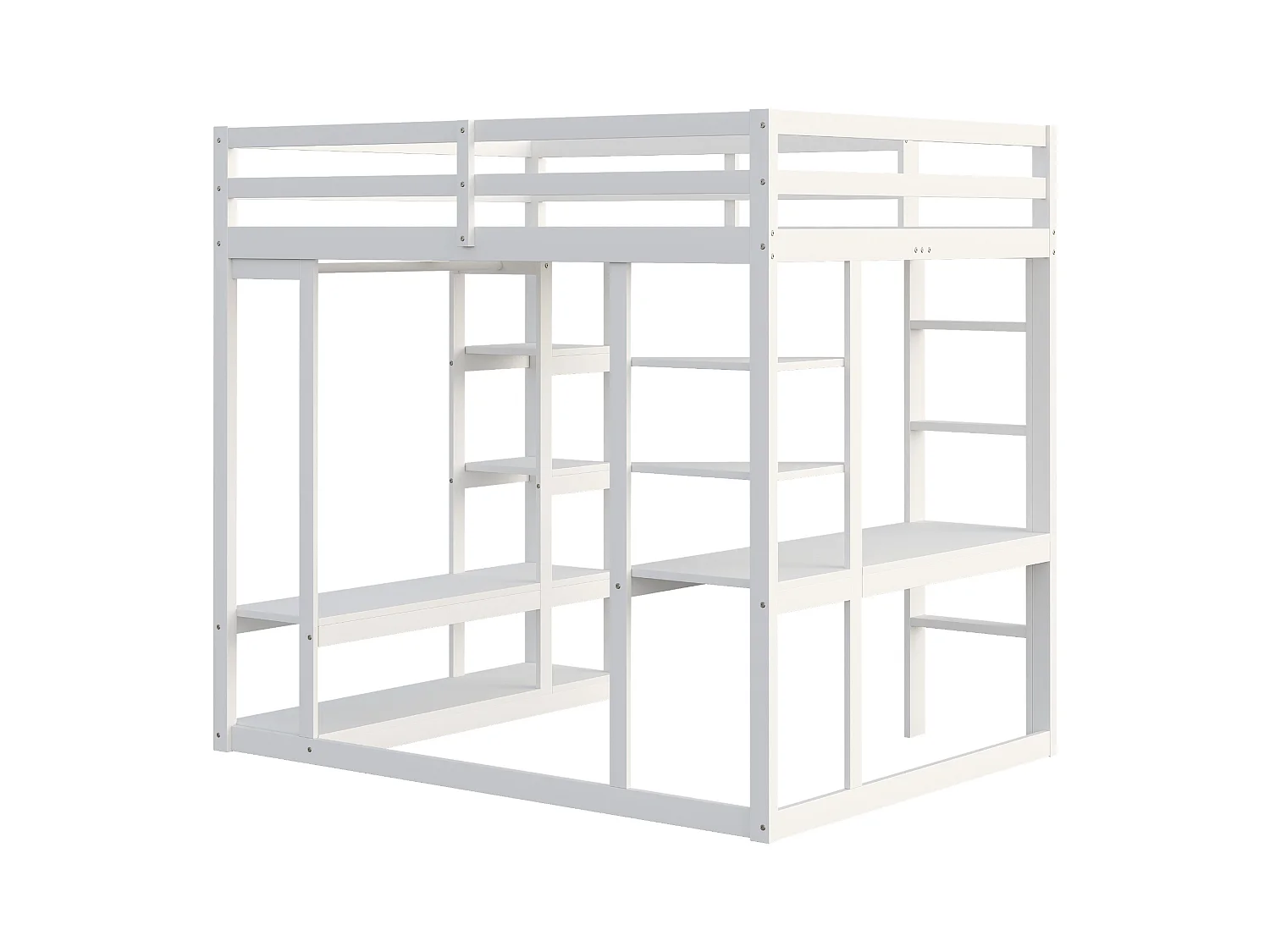 Lit mezzanine enfant 140x200cm - avec échelle - avec table - avec cintre simple - blanc (sans matelas)