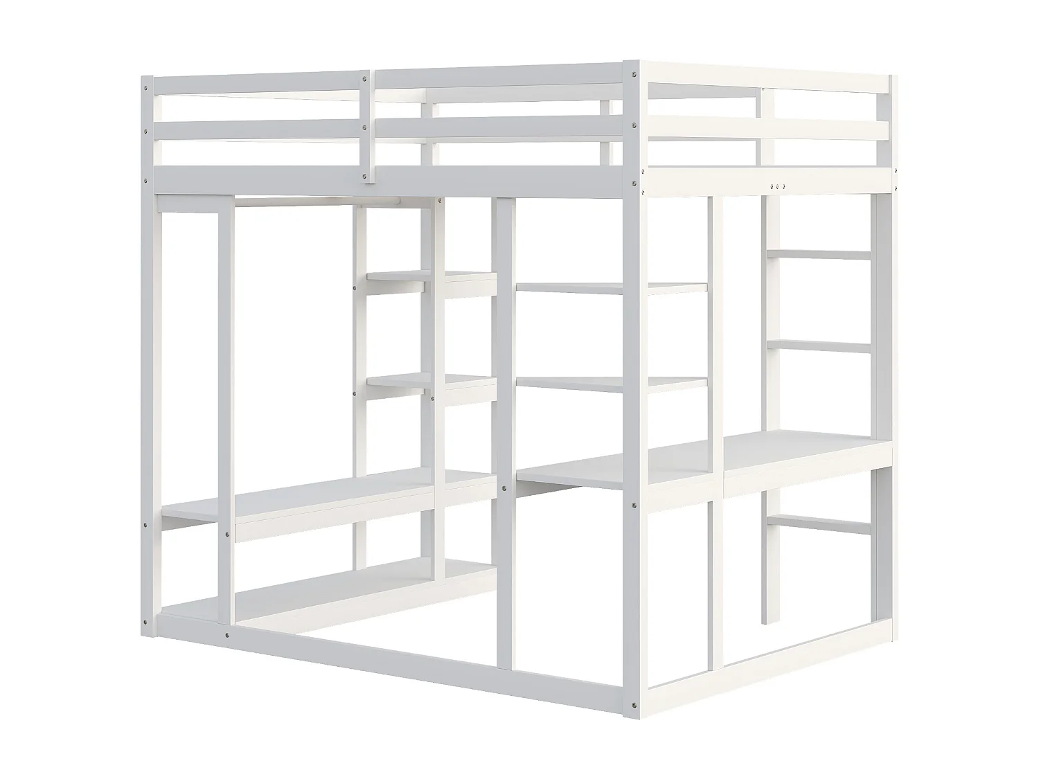 Kinder mezzanine bed 140x200cm - met trap - met tafel - met eenvoudige kapstok - wit (zonder matras)