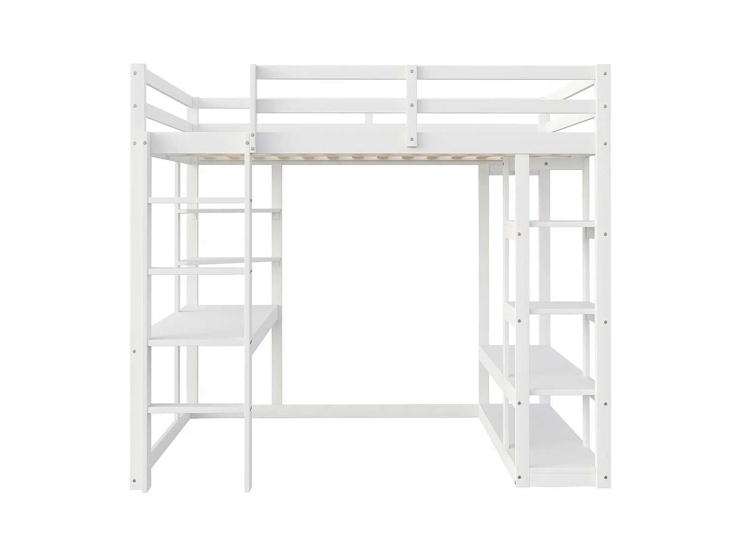 Lit mezzanine enfant 90x200cm - avec échelle - avec table - avec cintre simple - blanc (sans matelas)
