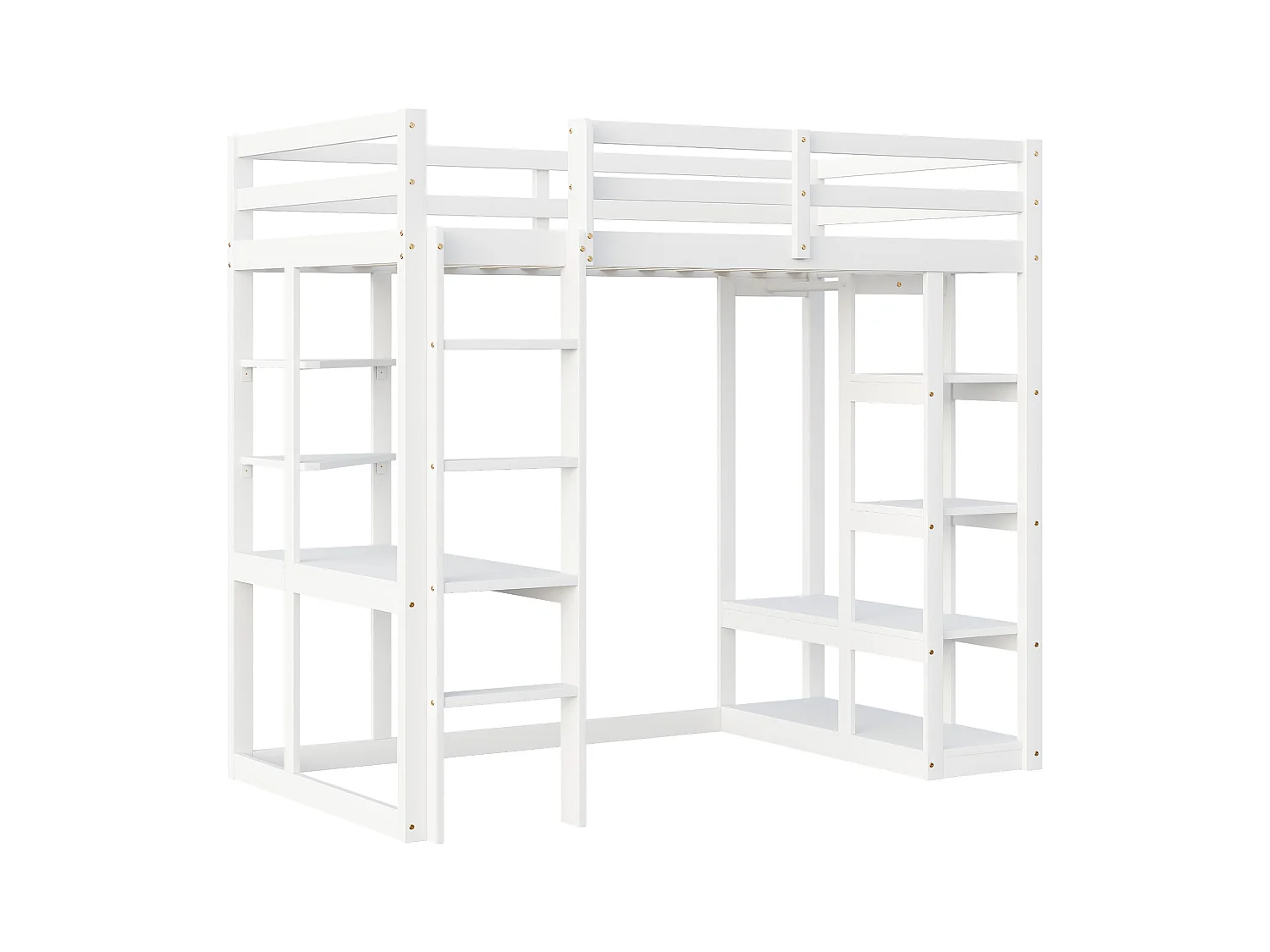 Lit mezzanine enfant 90x200cm - avec échelle - avec table - avec cintre simple - blanc (sans matelas)