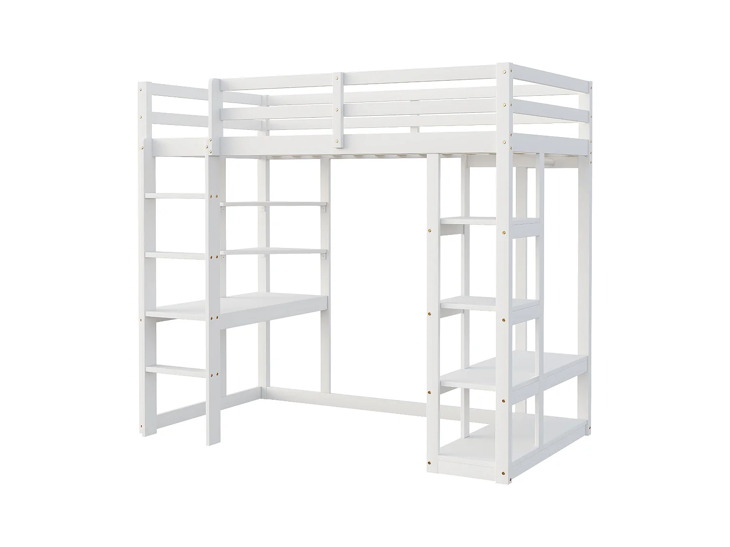 Lit mezzanine enfant 90x200cm - avec échelle - avec table - avec cintre simple - blanc (sans matelas)