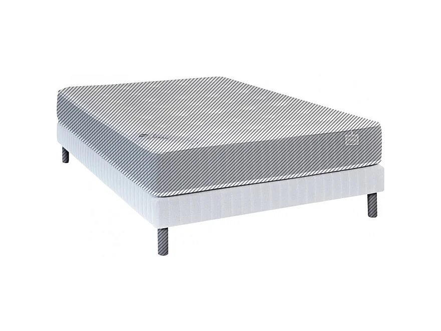 Sommier tapissier 140 x 200 cm gris matelassé - COXY 1907