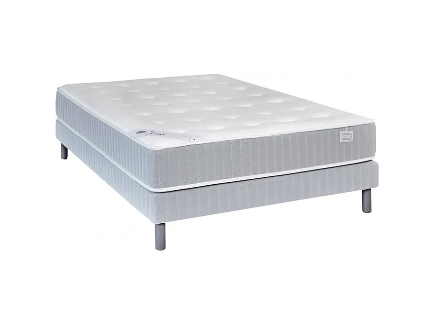 Sommier tapissier 140 x 200 cm gris matelassé - COXY 1907