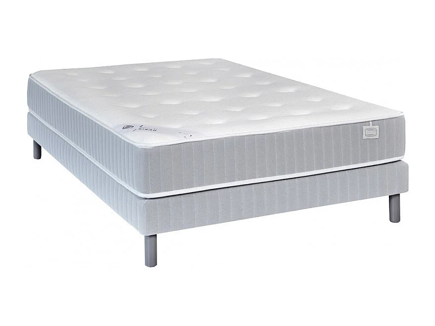 Sommier tapissier 140 x 200 cm gris matelassé - COXY 1907