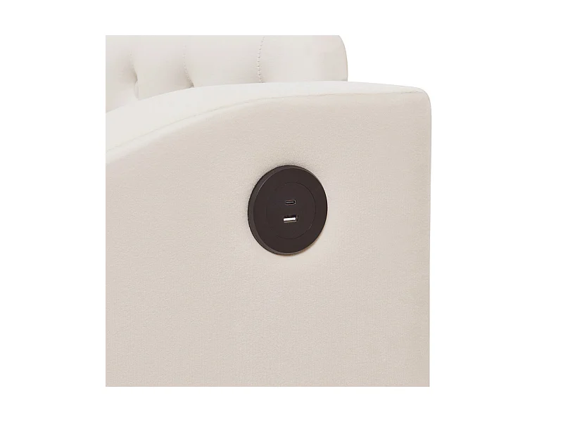 Canapé-lit 90/180x190cm - lit gigogne - avec USB/Type C + poches latérales + étagère intégrée - velours - Beige