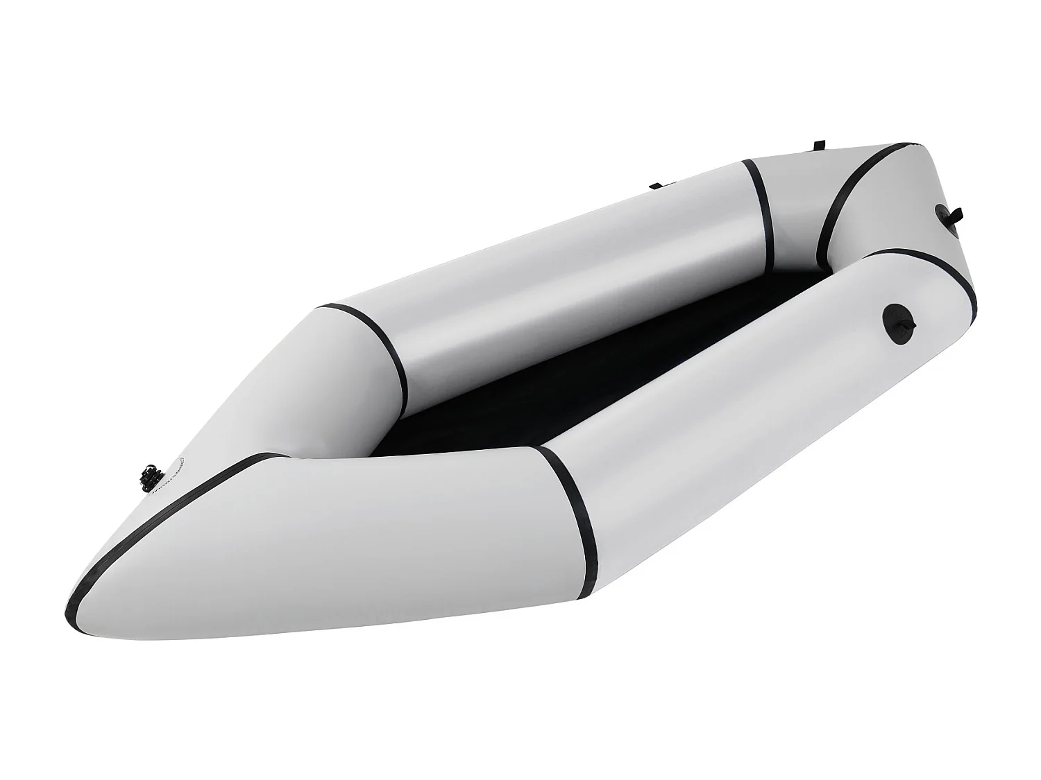 Packraft en TPU de 210 cm pour adultes, léger et compact. Idéal pour le rafting, la pêche et l'aventure. Aileron gris.
