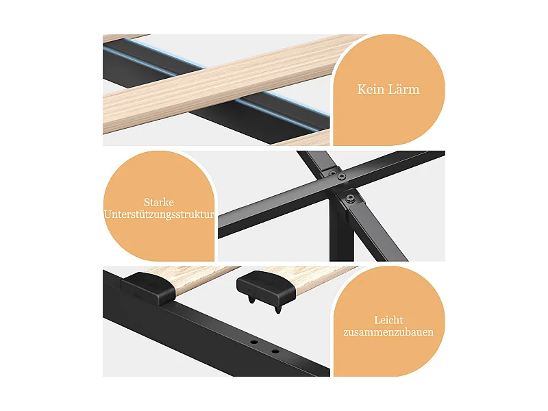 Lit double rembourré 160x200cm en lin beige, avec 4 tiroirs + USB et Type C, charge max 200 kg (sans matelas)