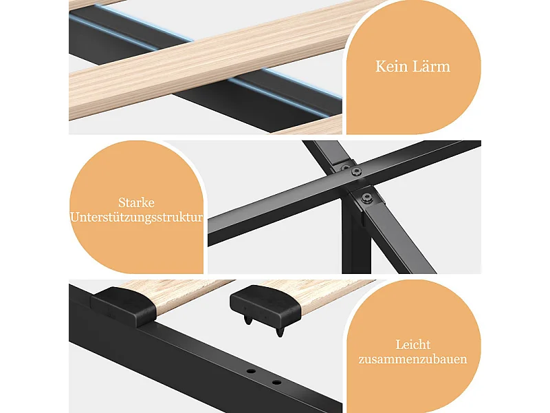 Lit double rembourré 180x200cm en lin beige, avec 4 tiroirs + USB et Type C, charge max 226 kg (sans matelas)