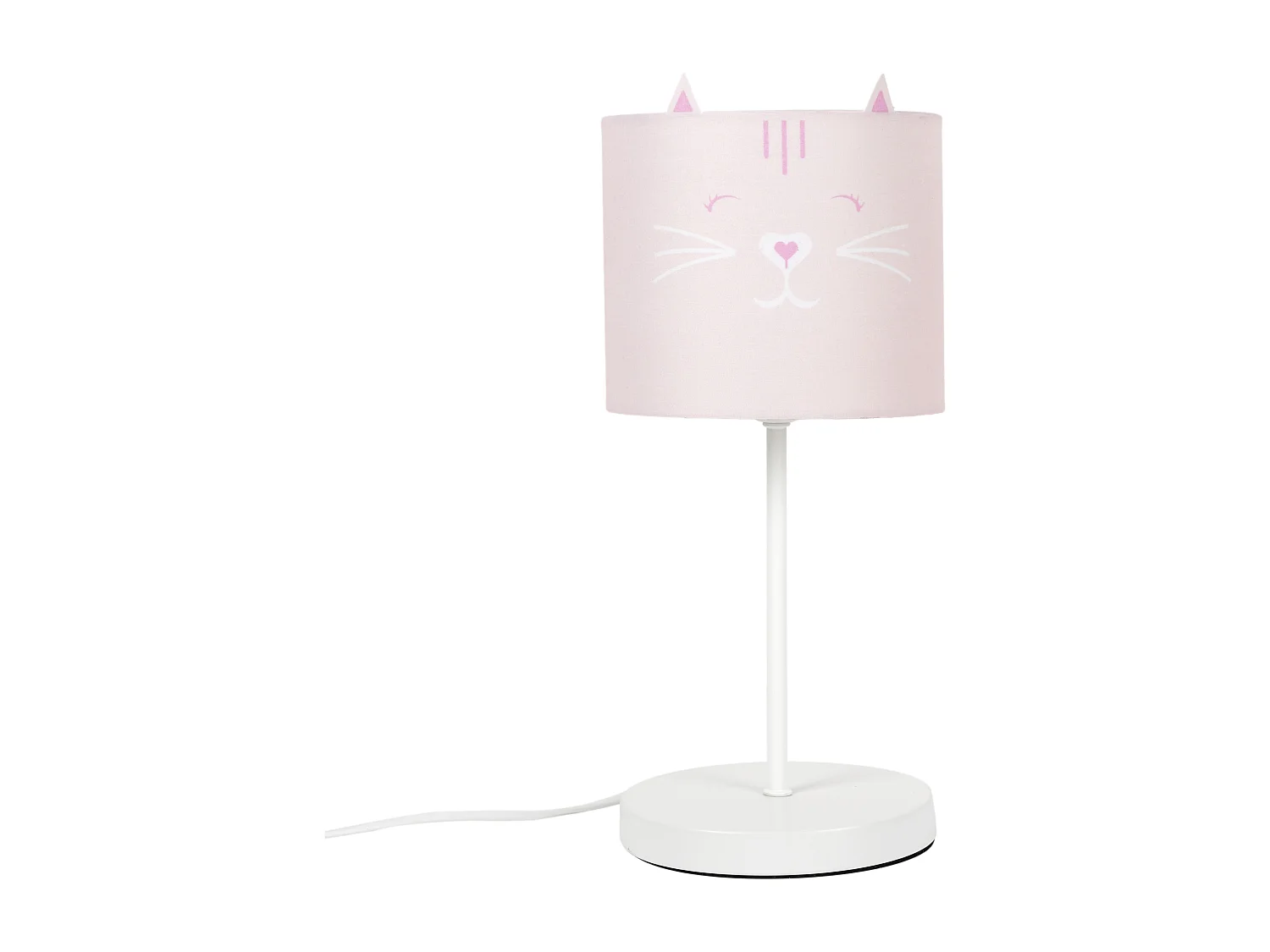 Lampe De Chevet Enfant Chat Et Ours Rose, Gris