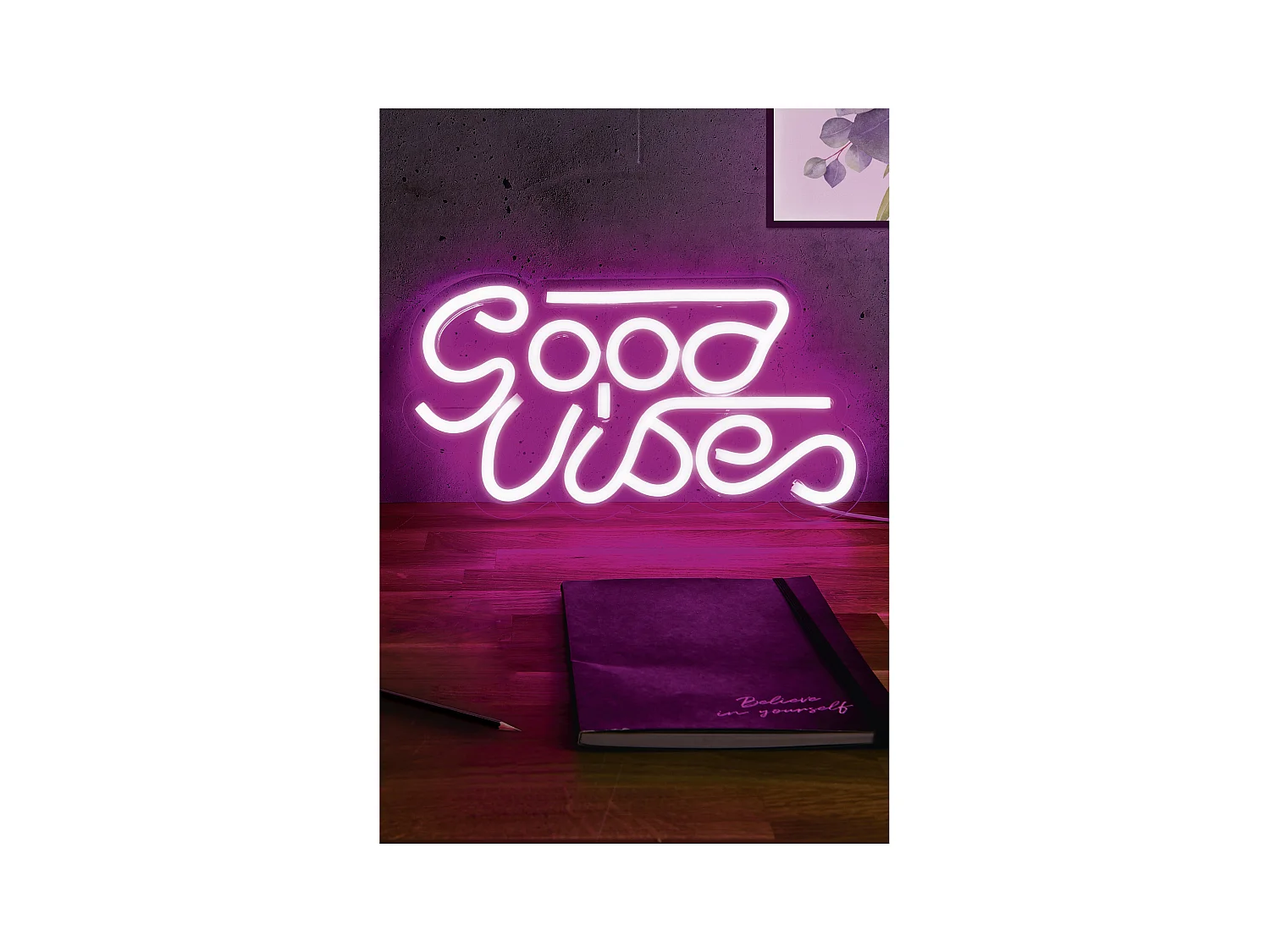 Lampe Tube Led Good Vibes Usb Rose