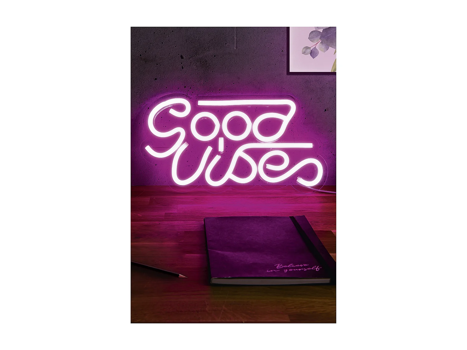 Lampe Tube Led Good Vibes Usb Rose