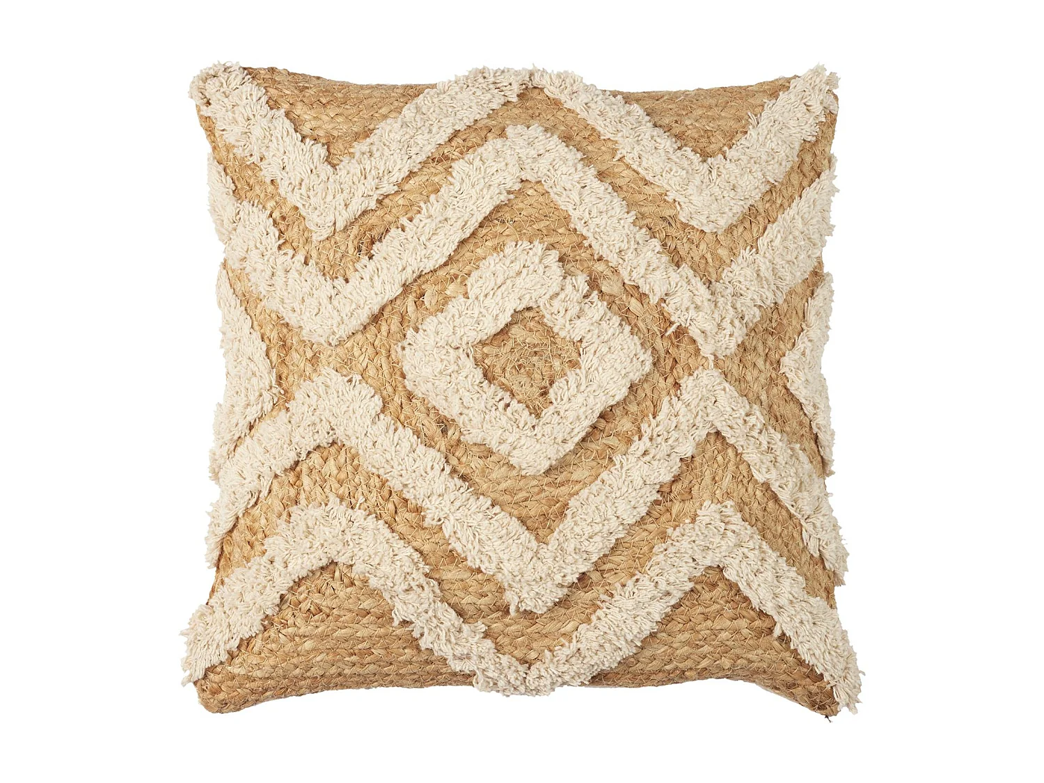 Coussin Jute Et Coton Tufte 40x40cm Beige