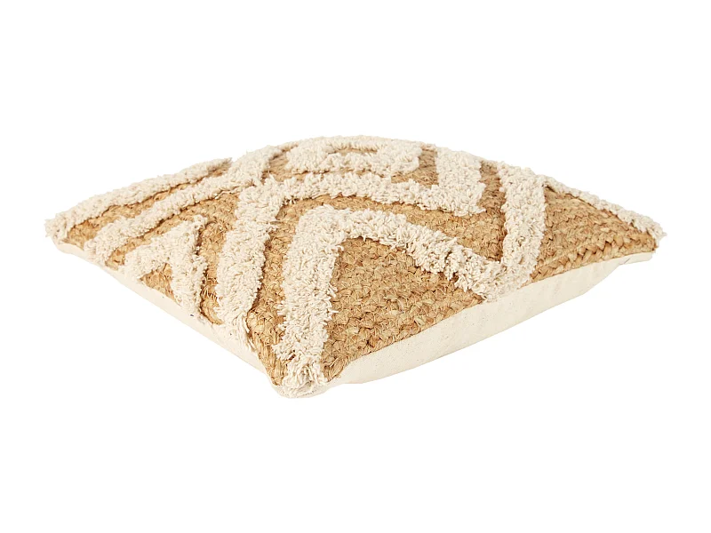 Coussin Jute Et Coton Tufte 40x40cm Beige