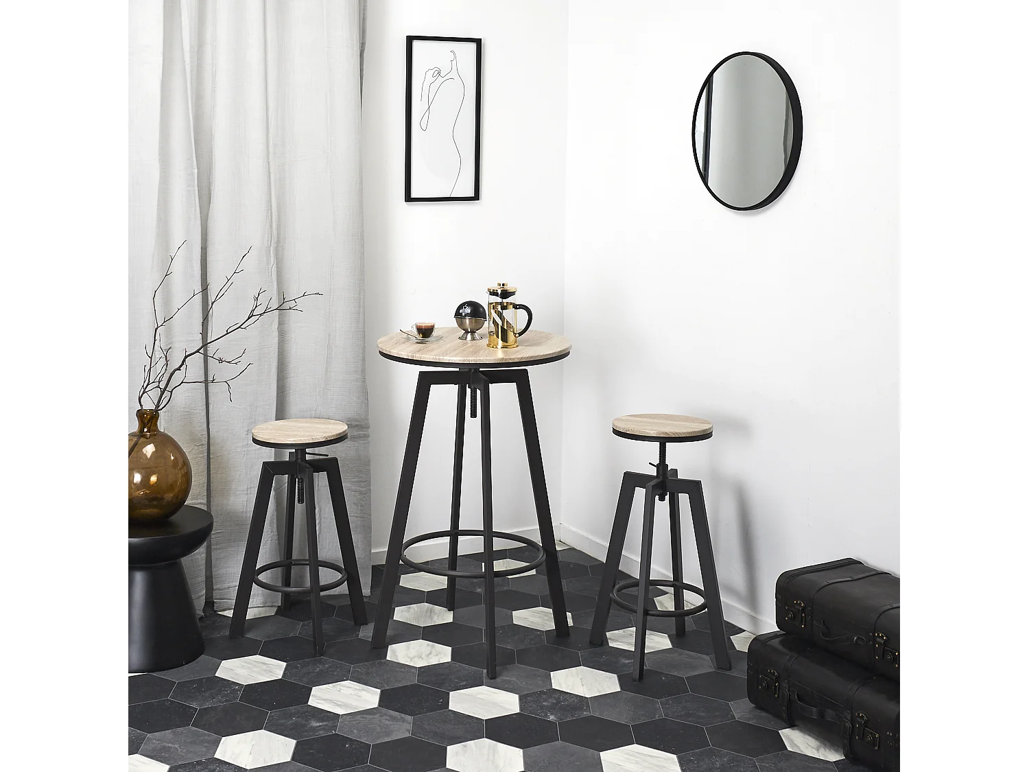 Table Mange Debout 2 Tabourets Reglables Aria